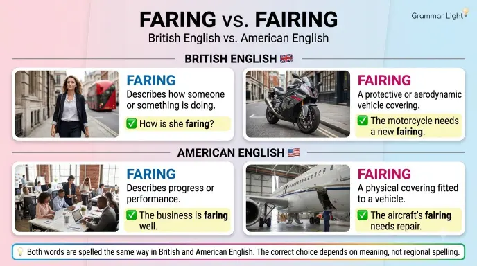 Faring vs Fairing in British and American English