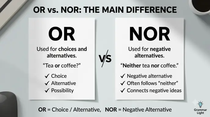 Or vs. Nor: The Main Difference